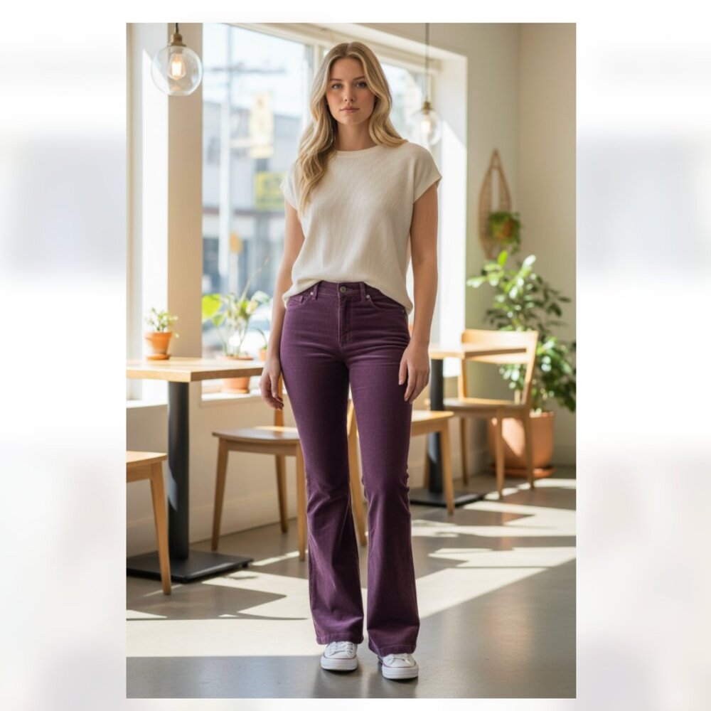NWT Wrangler Women’s High-Rise Bootcut Corduroy Pants Purple 30